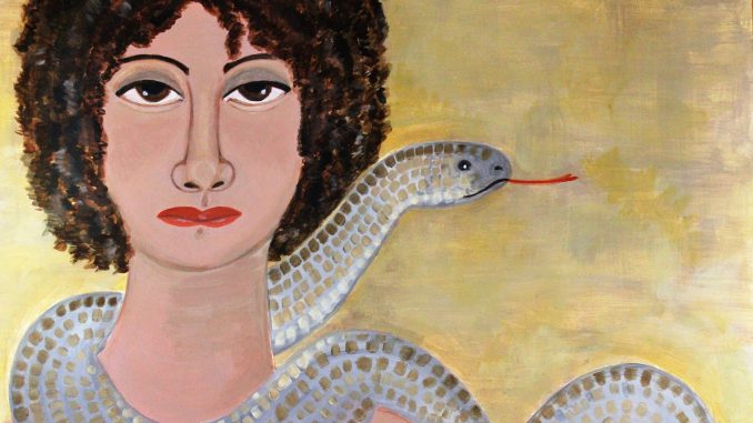 Mireya S. Vela, "With Snake."