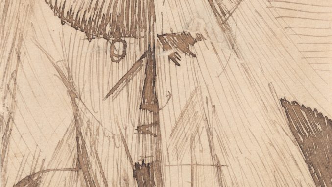 Umberto Boccioni, "Head Against the Light (The Artist's Sister)," ink on paper, 1912, bequest of Lydia Winston Malbin, 1989, The Metropolitan Museum of Art.