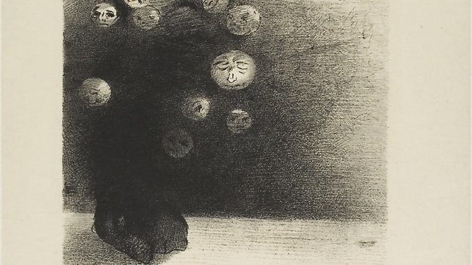 Odilon Redon, "Is There Not an Invisible World?" lithograph with chine appliqué, 1887, The Museum of Modern Art, Manhattan.